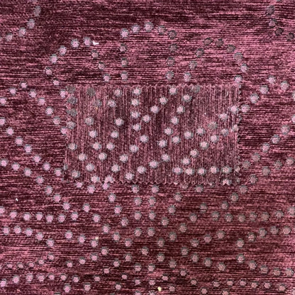 Vegas Wine Plum Shine Effect Geometric Floral Pattern Soft Chenille Upholstery Fabric JO-145