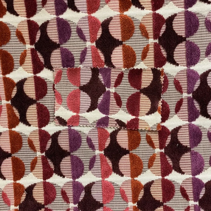 Ziani Designer Eclipse Pattern In Vibrant Orange Pink Purple Red Colour Velvet Upholstery Fabric JO-94 - Made To Measure Curtains