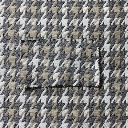 Boxer Houndstooth Pattern In Grey Colour Woven Soft Chenille Upholstery Fabric JO-456 - Made To Measure Curtains