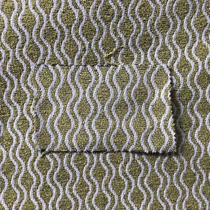 Piccadilly Collection Eclipse Pattern Woven Upholstery Green White Chenille Fabric JO-697