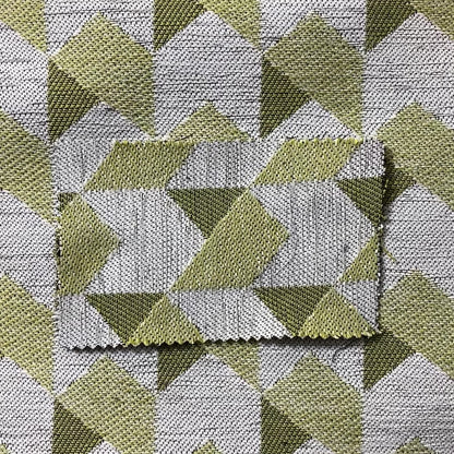 Block Arrow Geometric Green White Colour Chenille Upholstery Fabric JO-786