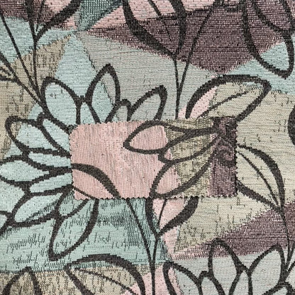 Saphira Pink Green Multi Colour Designer Floral Pattern Soft Chenille Upholstery Fabric JO-54 - Roman Blinds