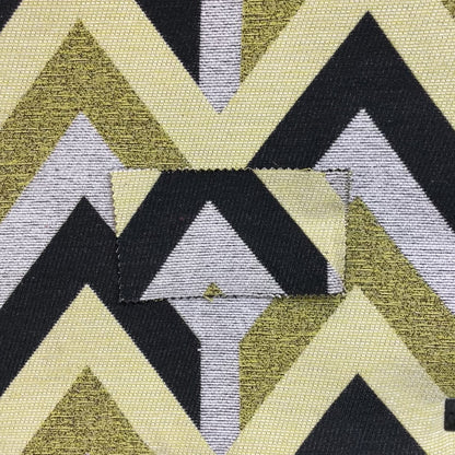 Chevron Pattern Furnishing Fabric In White Black Lime Green Colours Woven Soft Chenille Fabric JO-106 - Made To Measure Curtains