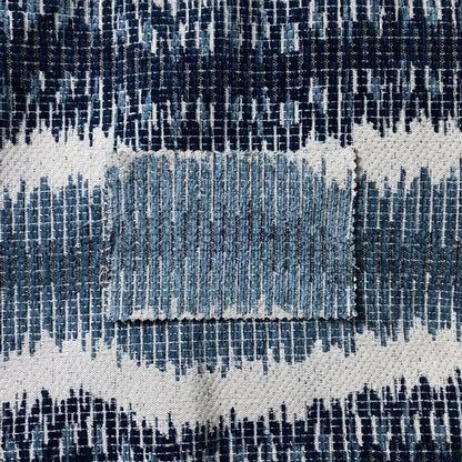 Blue Grey Colour Vertical Striped Pattern Soft Chenille Upholstery Fabric JO-1215 - Made To Measure Curtains