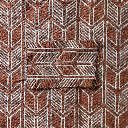 Piccadilly Collection Geometric Chevron Pattern Woven Upholstery Orange Chenille Fabric JO-541 - Made To Measure Curtains