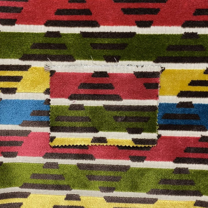 Ziani Designer Stripe Pattern In Vibrant Green Pink Yellow Brown Blue Colour Velvet Upholstery Fabric JO-89 - Made To Measure Curtains