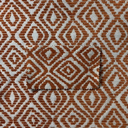 Geometric Diamond Modern Pattern In Orange Colour Chenille Upholstery Fabric JO-962 - Roman Blinds