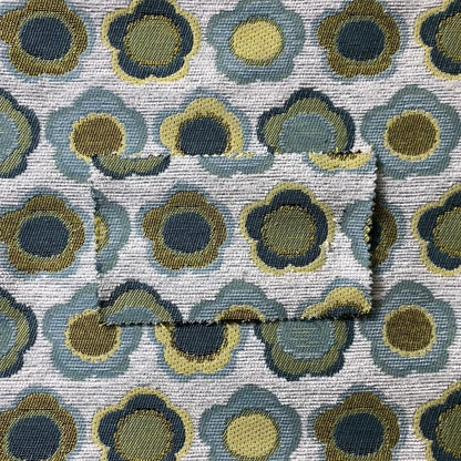 Floral Bud Pattern Blue Green Coloured Soft Chenille Textured Material Upholstery Fabric JO-1421 - Handmade Cushions