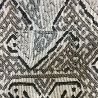 Kilim Aztec Design Fabric In Grey Beige Woven Soft Chenille Furnishing Fabric JO-135 - Made To Measure Curtains