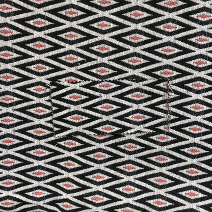 Uzbek Decorative Geometric Triangle Design Black White Pink Colour Soft Chenille Interior Fabric JO-105 - Made To Measure Curtains