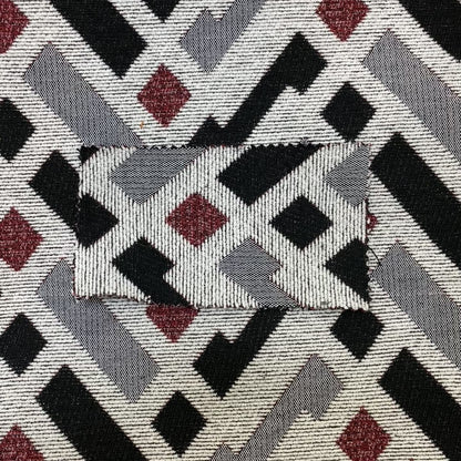 Fantasque Chevron Striped Pattern Furnishing Fabric In White Black Red Colours Woven Soft Chenille Fabric JO-125 - Roman Blinds