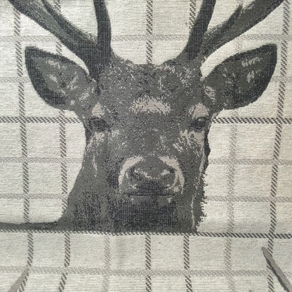 Stag Head Pattern Beige Brown Colour Soft Jacquard Woven Chenille Fabric JO-678 - Made To Measure Curtains