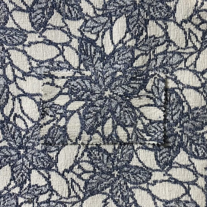 Floral Outlined Pattern In Blue Colour Chenille Jacquard Furniture Fabric JO-919 - Made To Measure Curtains