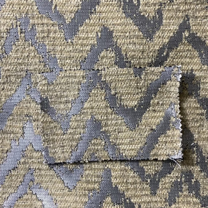 Azima Chevron Striped Pattern Brown Silver Shine Upholstery Fabric JO-700 - Made To Measure Curtains