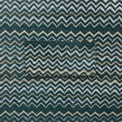 Zig Zag Teal Chevron Striped Pattern Fabric Chenille Upholstery Fabric JO-02 - Made To Measure Curtains