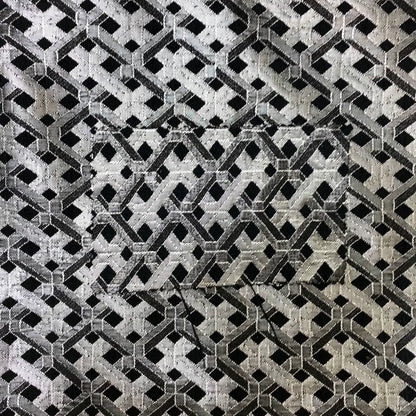 Ayon Geometric Pattern Black Silver Coloured With Shine Furnishing Fabric CTR-1285 - Made To Measure Curtains