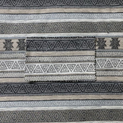 Mirador Medallion Striped Pattern In Grey Beige Colour Chenille Fabrics JO-636 - Made To Measure Curtains