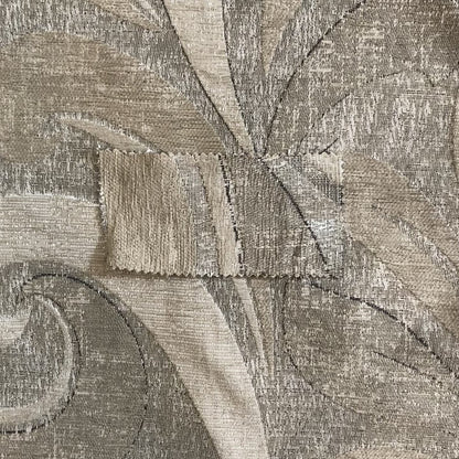 Beige Silver Grey Coloured Floral Pattern Soft Chenille Upholstery Fabric JO-80 - Made To Measure Curtains