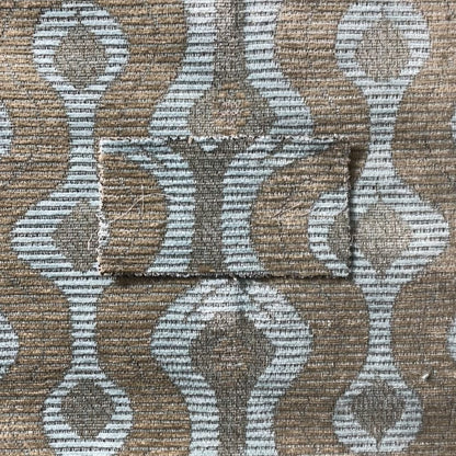 Geometric Large Pattern Blue Brown Chenille Upholstery Fabric JO-780 - Made To Measure Curtains