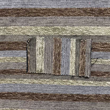 Enya Designer Soft Luxury Striped Fabric Brown Beige Grey JO-72 - Made To Measure Curtains