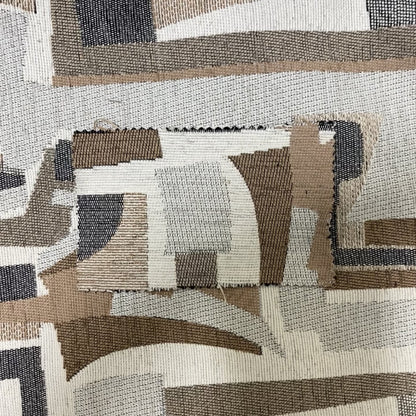 Maasai African Inspired Geometric Art Design Fabric In Beige Grey Woven Soft Chenille Furnishing Fabric JO-154 - Roman Blinds