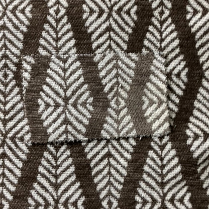 Brown Cream Colour Striped Theme Pattern Chenille Upholstery Fabric JO-792