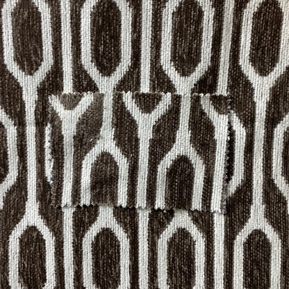 White Brown Colour Eclipsed Stripe Pattern Chenille Upholstery Fabric JO-958 - Made To Measure Curtains