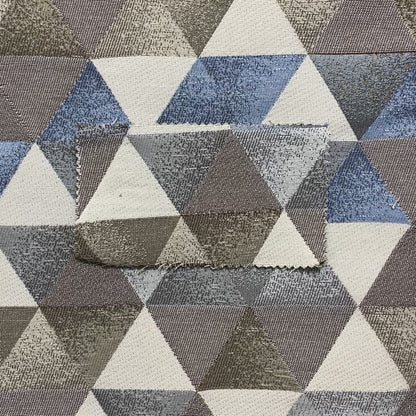 Le Triangle Collection Soft Feel Geometric Diamond Pattern Blue Grey Tone Colours Chenille Upholstery Fabric JO-78 - Made To Measure Curtains