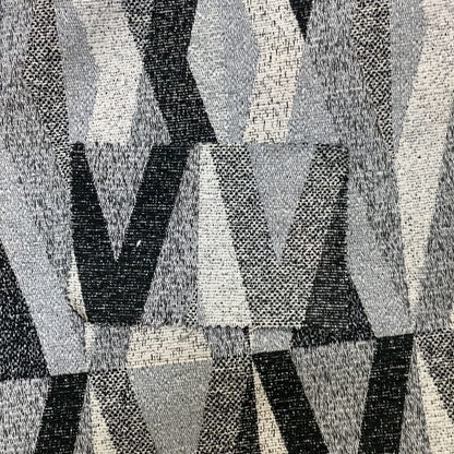 Saphira Black Grey Geometric Chevron Pattern Soft Chenille Upholstery Fabric JO-121 - Roman Blinds