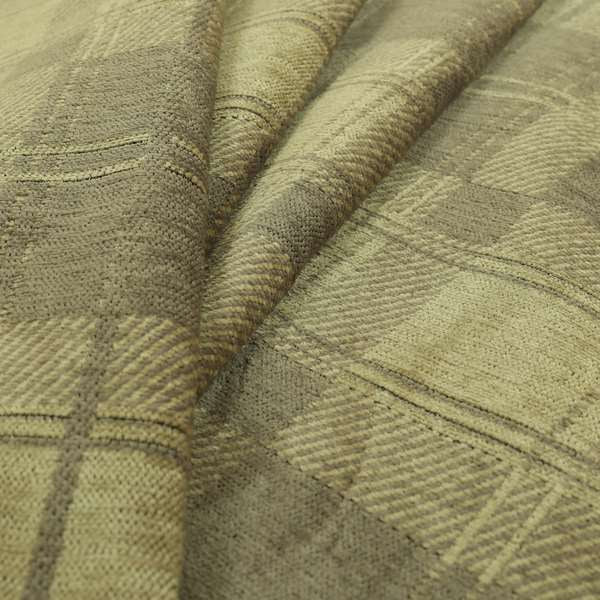 Luxury Soft Like Cotton Tartan Pattern Brown Colour Chenille Upholstery Fabric 05062018-10