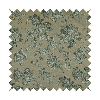 Raised Textured Chenille Grey Colour Floral Pattern Upholstery Fabric 120918-99