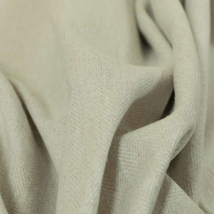 Aldwych Herringbone Soft Wool Textured Chenille Material Cream Furnishing Fabric - Made To Measure Curtains