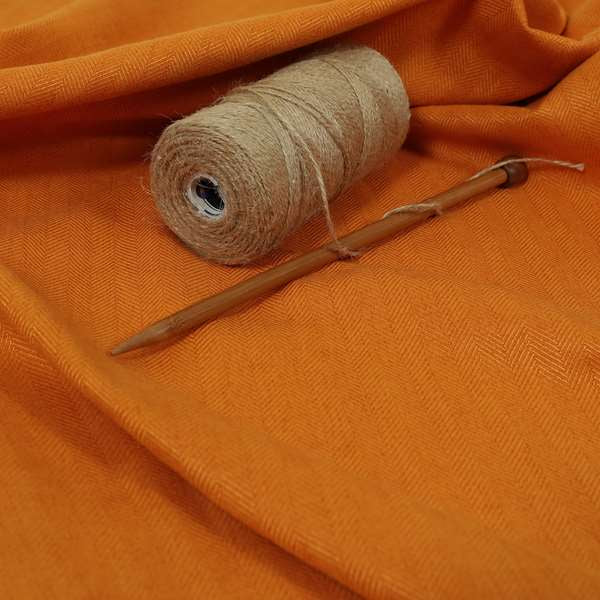 Aldwych Herringbone Soft Wool Textured Chenille Material Orange Furnishing Fabric - Roman Blinds