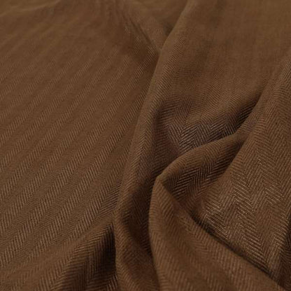 Aldwych Herringbone Soft Wool Textured Chenille Material Brown Furnishing Fabric - Made To Measure Curtains