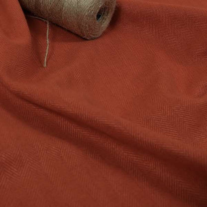 Aldwych Herringbone Soft Wool Textured Chenille Material Burnt Orange Furnishing Fabric - Made To Measure Curtains