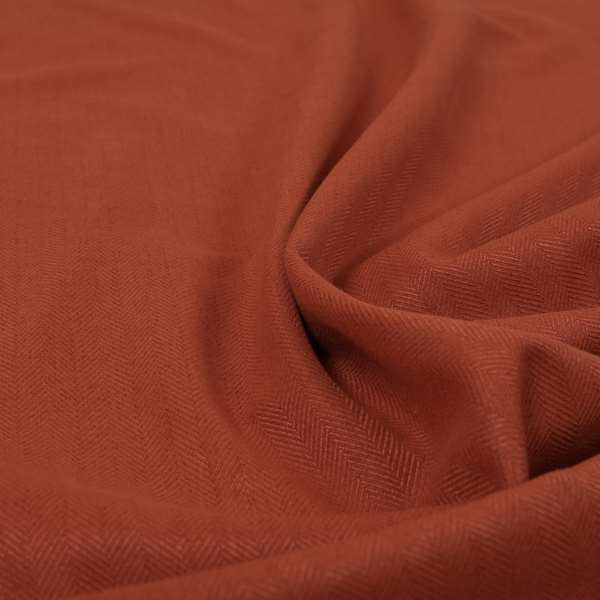 Aldwych Herringbone Soft Wool Textured Chenille Material Burnt Orange Furnishing Fabric