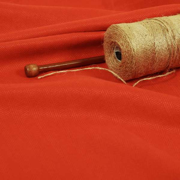 Aldwych Herringbone Soft Wool Textured Chenille Material Red Furnishing Fabric - Made To Measure Curtains