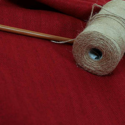 Aldwych Herringbone Soft Wool Textured Chenille Material Red Burgundy Furnishing Fabric - Made To Measure Curtains