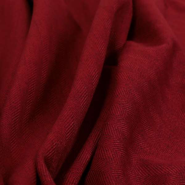 Aldwych Herringbone Soft Wool Textured Chenille Material Red Burgundy Furnishing Fabric - Made To Measure Curtains