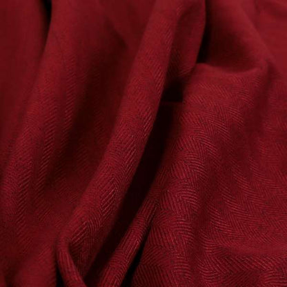 Aldwych Herringbone Soft Wool Textured Chenille Material Red Burgundy Furnishing Fabric - Made To Measure Curtains