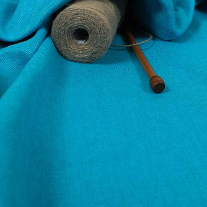 Aldwych Herringbone Soft Wool Textured Chenille Material Light Blue Furnishing Fabric - Made To Measure Curtains