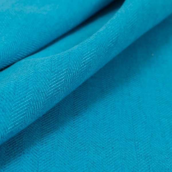 Aldwych Herringbone Soft Wool Textured Chenille Material Light Blue Furnishing Fabric - Made To Measure Curtains