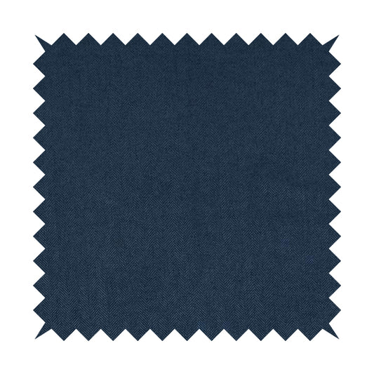 Aldwych Herringbone Soft Wool Textured Chenille Material Navy Blue Furnishing Fabric