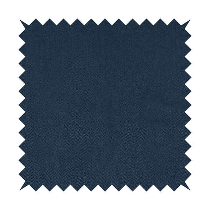 Aldwych Herringbone Soft Wool Textured Chenille Material Navy Blue Furnishing Fabric - Made To Measure Curtains