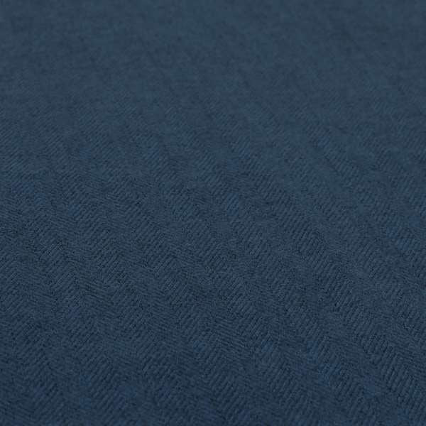 Aldwych Herringbone Soft Wool Textured Chenille Material Navy Blue Furnishing Fabric - Made To Measure Curtains