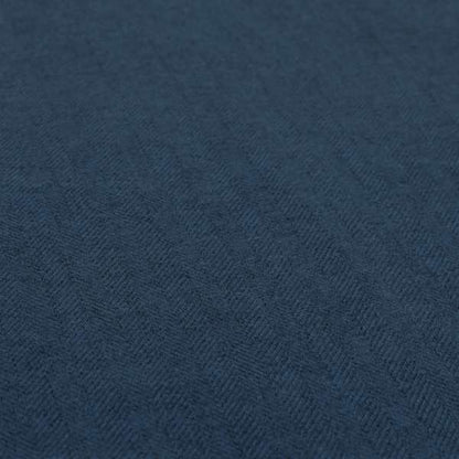 Aldwych Herringbone Soft Wool Textured Chenille Material Navy Blue Furnishing Fabric - Made To Measure Curtains