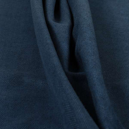 Aldwych Herringbone Soft Wool Textured Chenille Material Navy Blue Furnishing Fabric - Roman Blinds