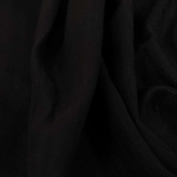 Aldwych Herringbone Soft Wool Textured Chenille Material Black Furnishing Fabric - Roman Blinds