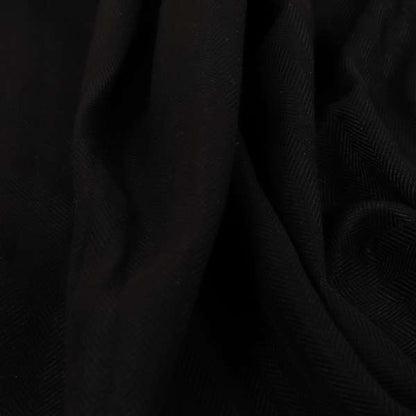 Aldwych Herringbone Soft Wool Textured Chenille Material Black Furnishing Fabric - Roman Blinds