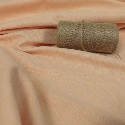 Aldwych Herringbone Soft Wool Textured Chenille Material Coral Peach Orange Furnishing Fabric - Made To Measure Curtains